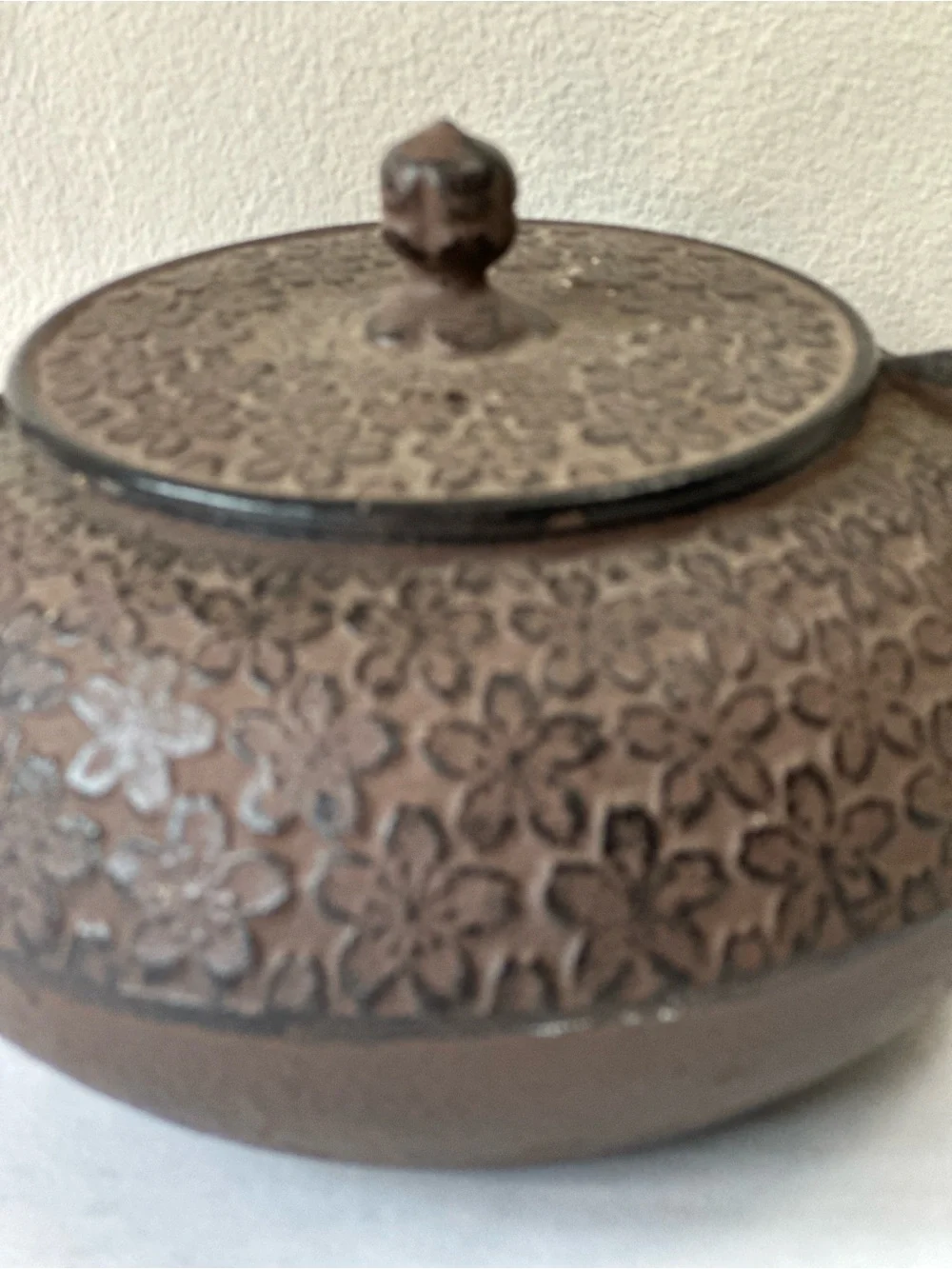 Vintage Japanese Nambu Tekki Cast Iron Tetsubin Teapot Cherry Blossom Sakura